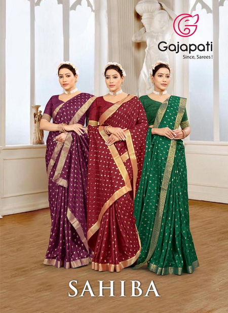 Sahiba By Gajapati Vichitra Foil Printed Wedding Wear Saree Online Wholesale Catalog